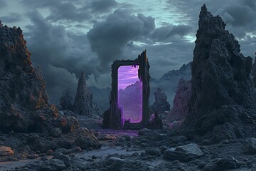 Fantasy alien planet,  Mountain landscape