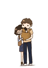 Parents portent leur nouveau né dans une écharpe