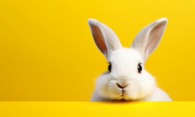 Fototapeta na wymiar happy easter with cute rabbit on yellow background