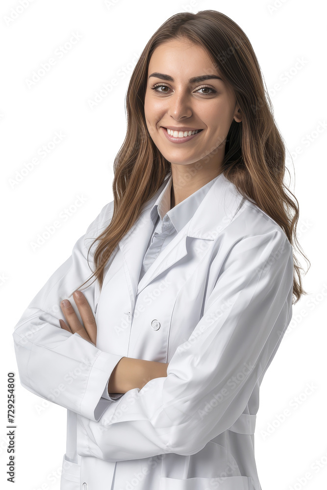 Wall mural portrait of a caucasian female dermatologist, transparent background (png)