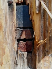 Old doors in the European castle house