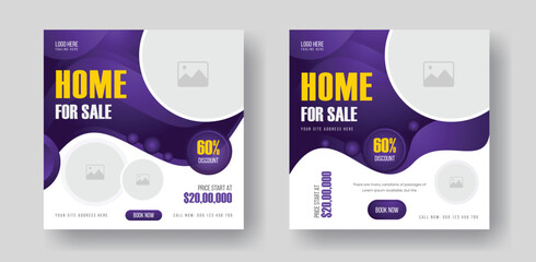 Modern unique property sale business square social media post promotion layout design with vector eps and gradient color