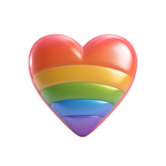 Heart of Pride, Simple 3D Render of a Gay LGBT Rainbow Flag Cartoon, Isolated on Transparent Background, PNG