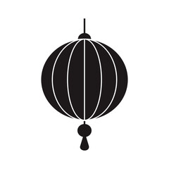 Black Icon Lampion Chinese Flat Vector Illustration 