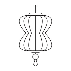 Lampion Chinese Flat Vector Illustration Lines Style 