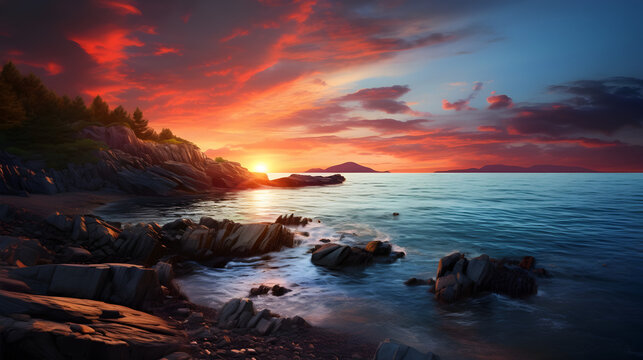 Majestic_sunset_of_the_mountains_landscap_HD 8K wallpaper Stock Photographic Image,,


