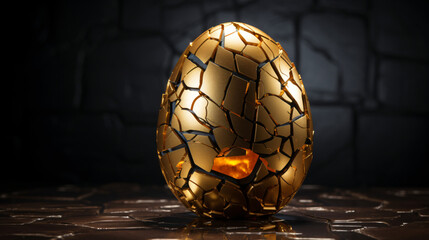 With copy space a gold luxury easter egg