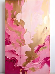 abstract background painting on canvas with pink and beige colors. AI Generated