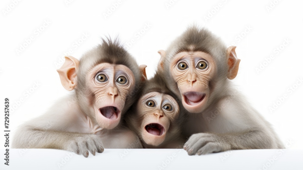 Poster Mischievous monkeys posing playfully. Generative AI