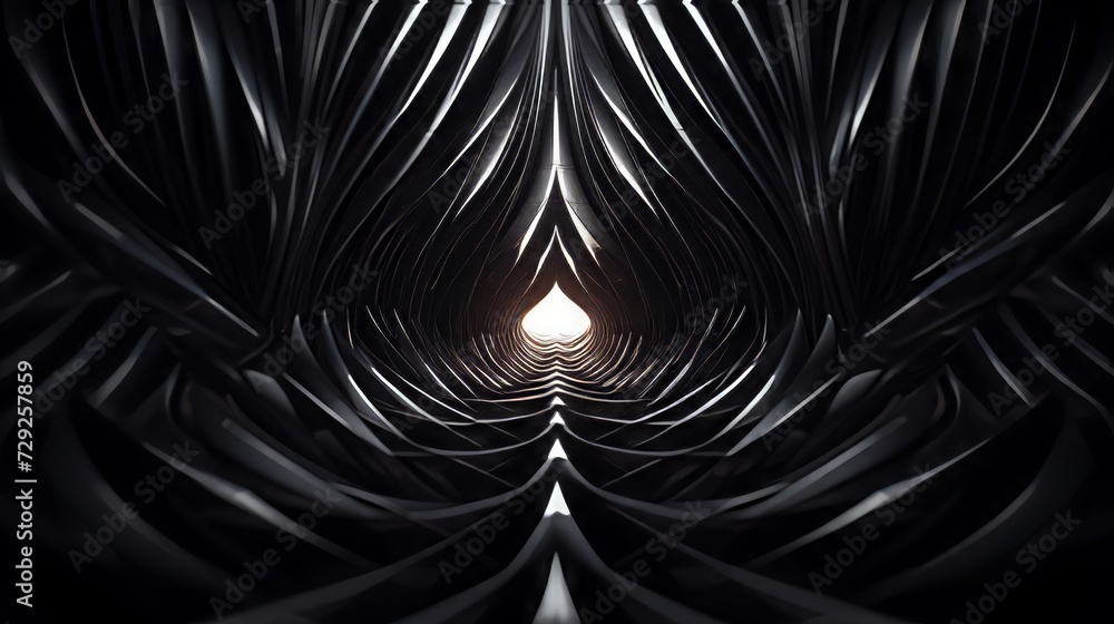 Poster monochromatic abstract patterns arranged in a symmetrical layout. generative ai