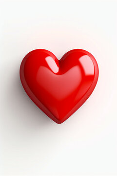 Red heart shaped object on white background with shadow.