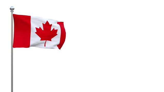 canadian flag fluttering in the wind - looped video - separate alpha channel - 4K