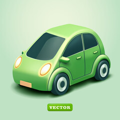 Modern electric car, 3d vector. Suitable for education, technology, green energy and design elements