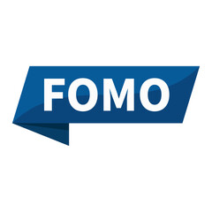 FOMO Text In Blue Ribbon Rectangle Shape For Fear Of Missing Out Information Promotion Business Marketing Social Media Announcement
