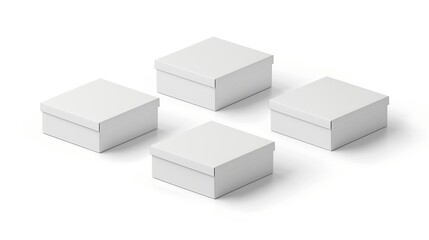 Mockup of four white boxes
