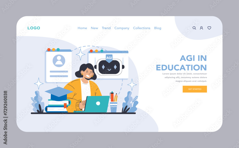 Poster agi web or landing page. enhancing cognitive functions and decision-making with ai. elevating human 