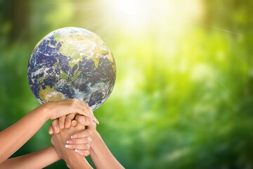 Children hands save the world climate change