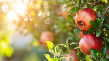 A Bunch Of Pomegranates Hanging From A Tree