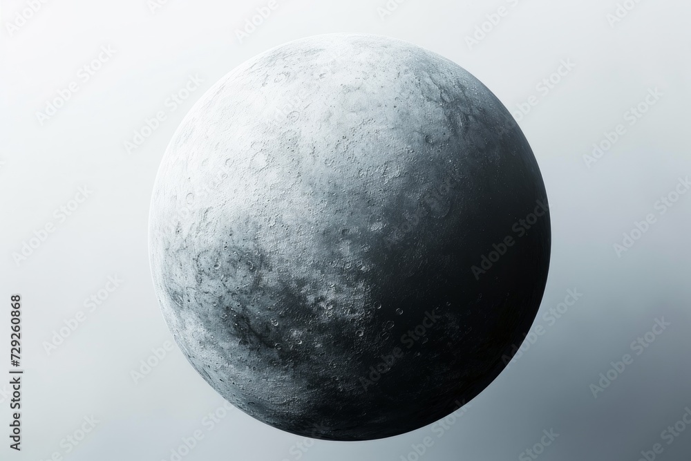 Poster photo concept of eris, a dwarf planet, showcasing its distant orbit and icy composition against a wh