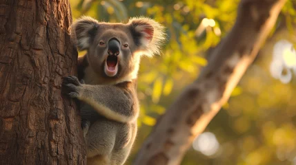 Foto auf Acrylglas Screaming koala on a tree © Flowal93
