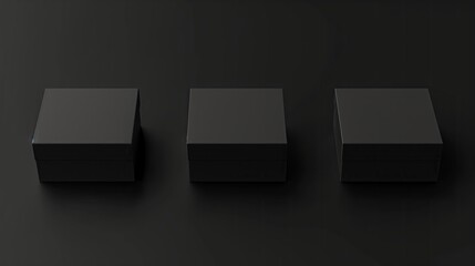 Mockup of three black boxes