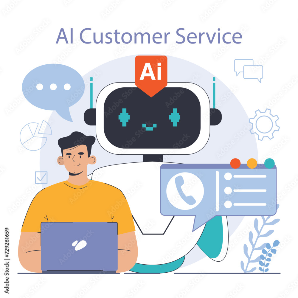Poster chat bot. ai-powered customer service. online consultation with artificial neural network. artificia