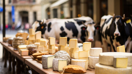 cheese in market with cows