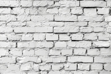 White brick wall texture panoramic . Home and office design backdrop. Painted bricks wall