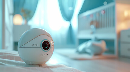 a close-up image of a baby cam, capturing the details of the surveillance device