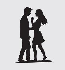 Silhouette of bride and groom