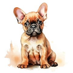 Bulldog. Realistic watercolor dog illustration. Funny doggy drawing template. Art for card, poster and other. Illustration of dog on white background