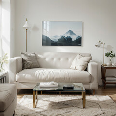 modern living room interior design with white sofa