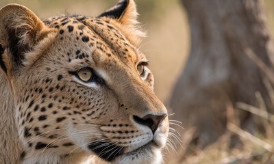 Fototapeta premium Sanctuary Whispers: The Untold Drama of African Leopard in Savannah