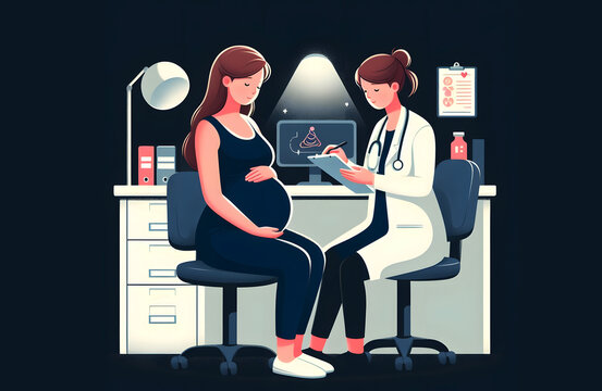 Pregnant woman consults with doctor