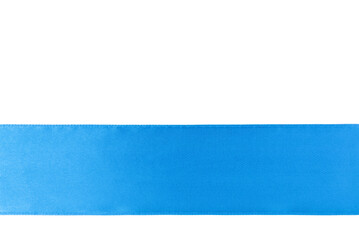 Blue satin ribbon isolated on transparent background.