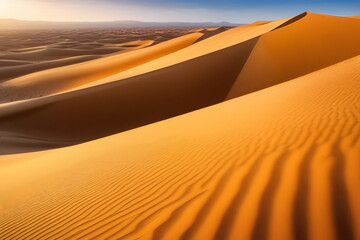 Fototapeta na wymiar The Majestic and Serene Sahara Desert Sand Dunes Stretching into the Horizon