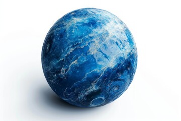 Realistic portrayal of Neptune, the ice giant, showcasing its deep blue hues and stormy atmosphere against a clean white background Generative AI