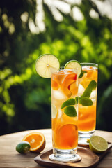 Fototapeta premium Refreshing Orange Cocktail in Summer Light