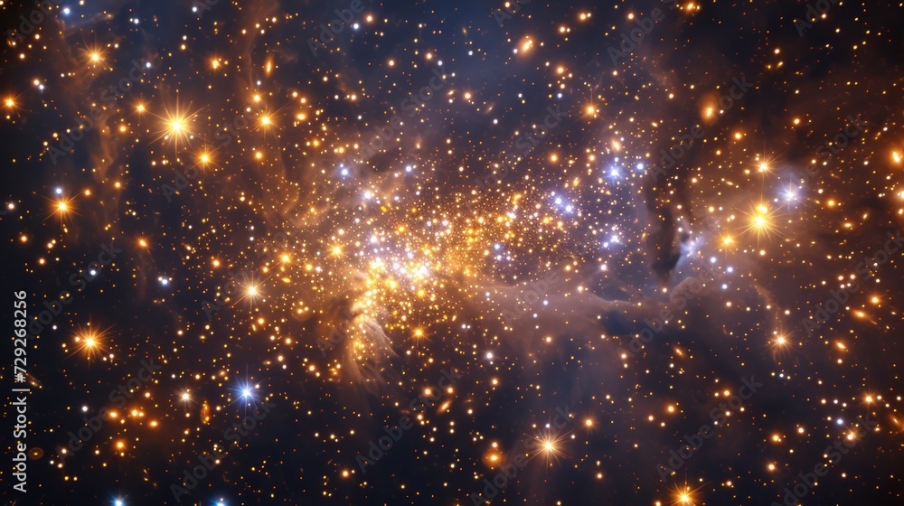 Poster realistic portrayal of the beehive cluster , showcasing its open star cluster structure and diverse 