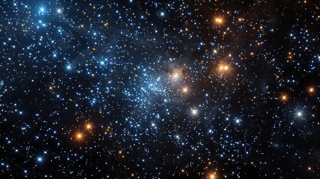 Realistic portrayal of the Open Cluster, displaying its young stars and open cluster structure Generative AI © vadosloginov