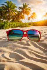 Tropical Beach View through Sunglasses