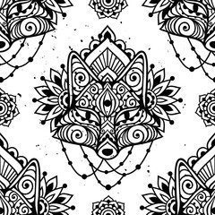 Fox mandala ornament. Vector illustration. Flower Ethnic drawing. Fox animal in Zen boho style. Boho, hippie pattern