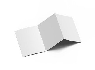 Blank Tri-fold US letter size 8.5x11 inc brochure 3d render on transparent background