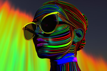 Vibrant 3D Illustration of a Stylish Figure with Sunglasses Generative AI image