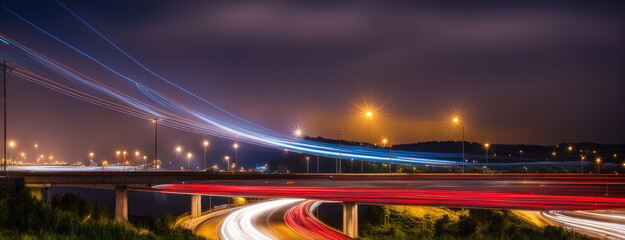 Fototapeta na wymiar Serpentine Urban Freeway at Night