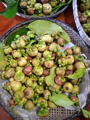 Mangosteen, a sweet, purple fruit from a Thai garden.
