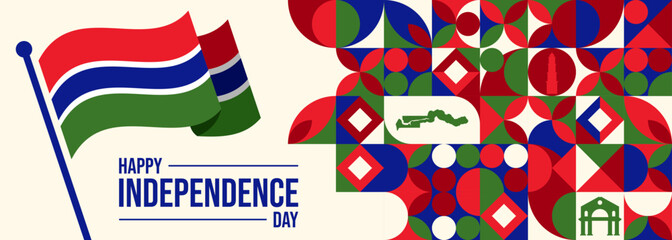 Gambia Independence Day banner. National holiday celebrated on February 18.