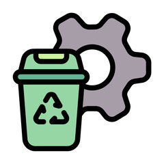 Recycle regulation icon with flat color and outline style