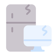 Broken electronic device icon with flat color style