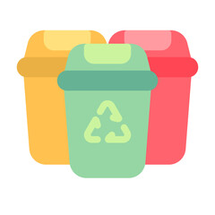 Recycle bin icon with flat color style
